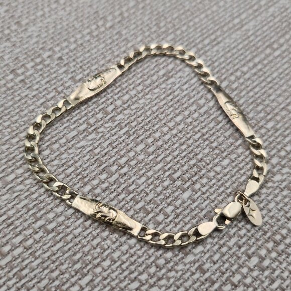 7.5 Inch 14k Gold Filled Elephant Animal Chain Bracelet A7234 - Picture 2 of 6
